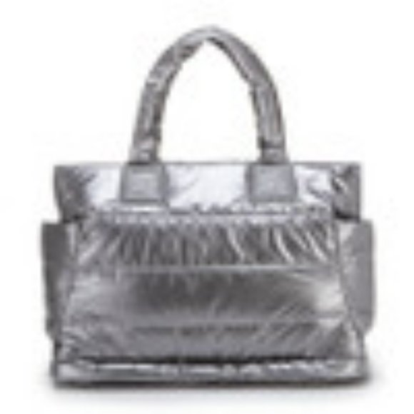 NWT CIPU 7 PIECE PUFFER PARENT BAG IN DARK SILVER & PINK INTERIOR.  OS - Picture 9 of 9
